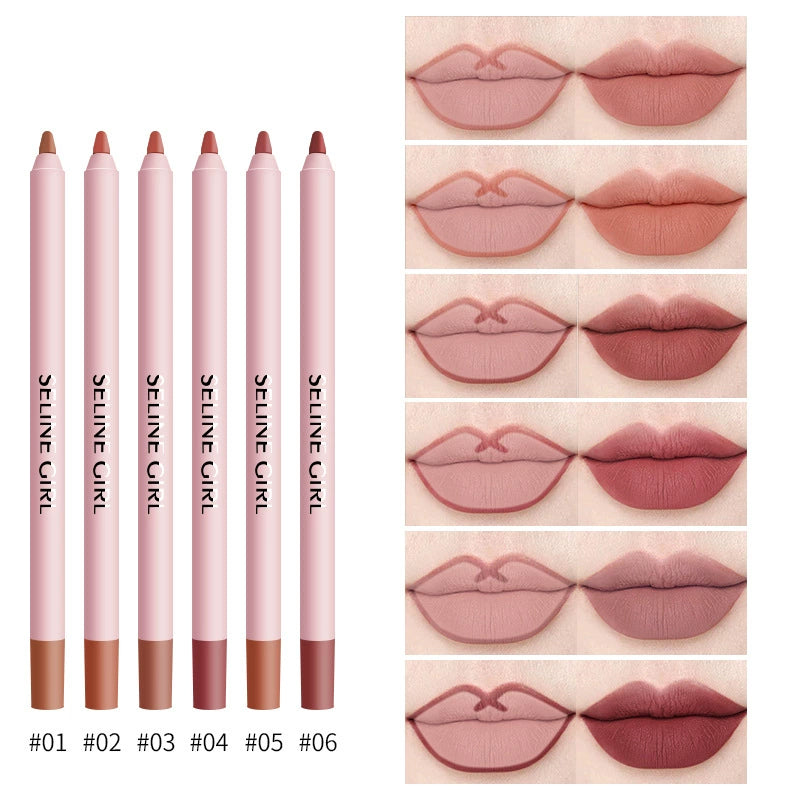 6 Piece Waterproof Lip Liner Pencil Set, Transfer Proof, Long Lasting, Easy to Apply, Smooth and Moisturizing